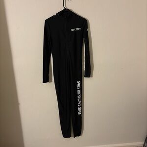 Black Jumpsuit with White Text Design